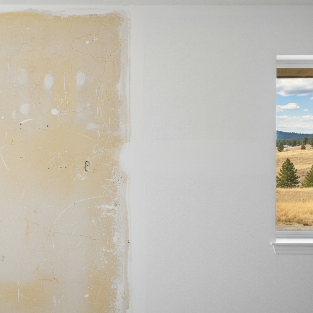 Completed drywall repair work at a residential property in Spokane, WA