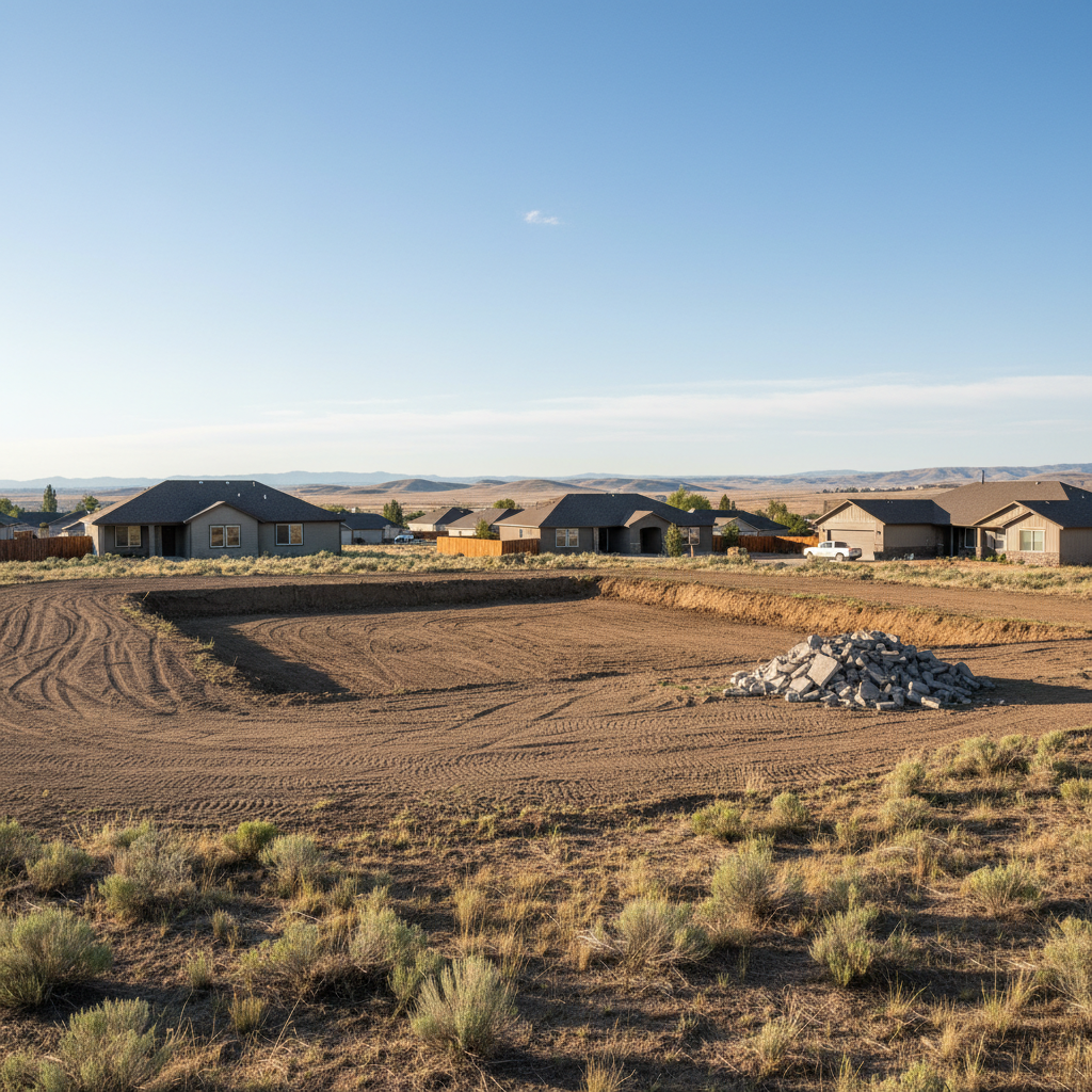 Completed demolition excavation work at a residential property in Moses Lake, WA