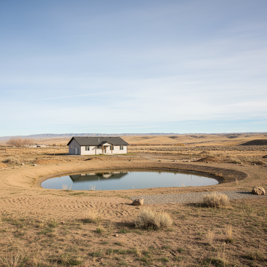 Completed pond excavation work at a residential property in Moses Lake, WA