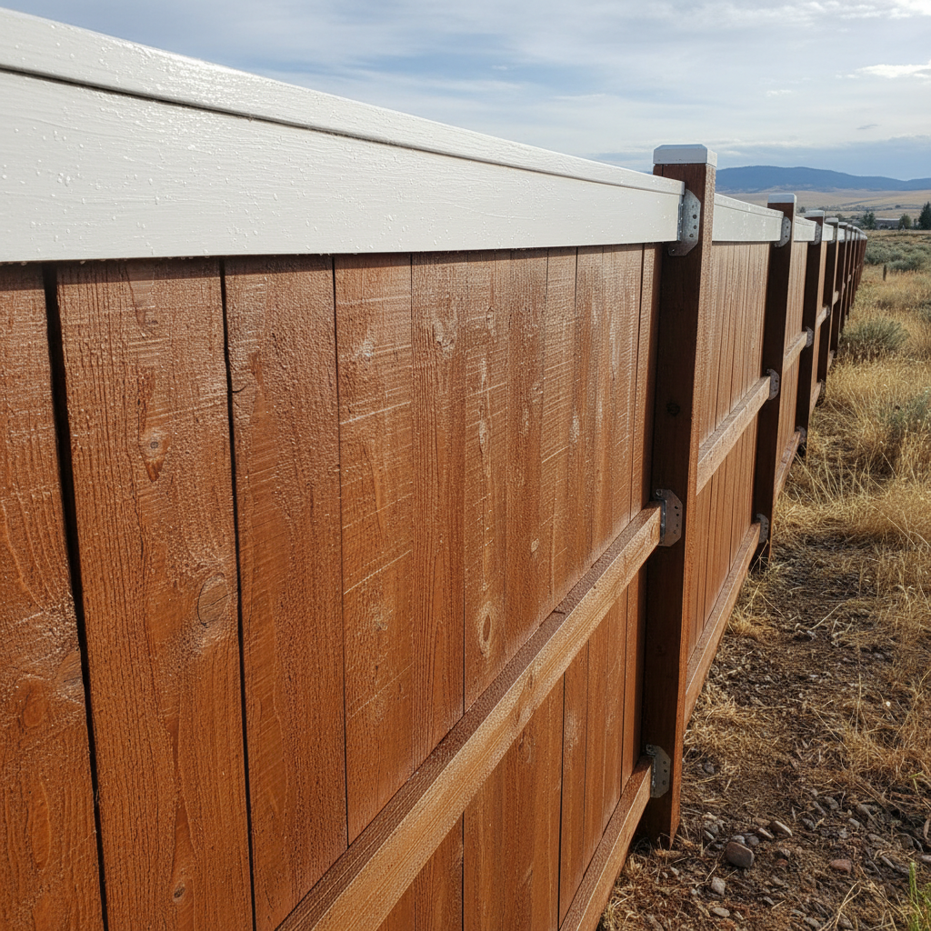 Completed fence staining and painting work at a residential property in Moses Lake, WA