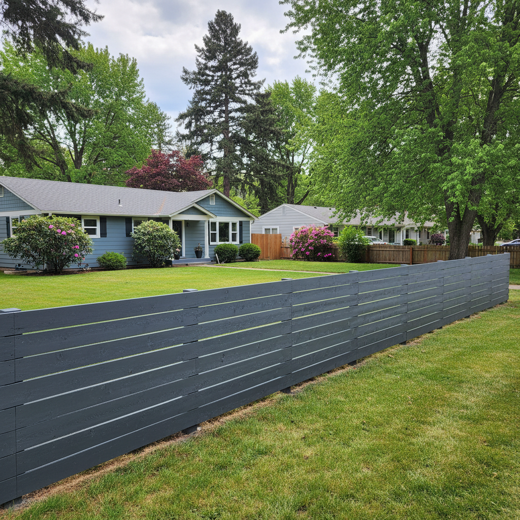 Completed fence painting work at a residential property in Spokane, WA