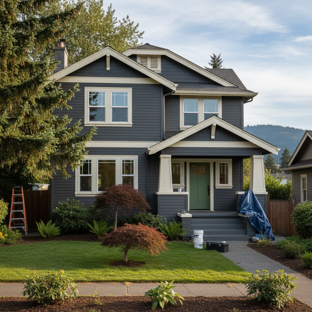 Completed exterior painting work at a residential property in Tacoma, WA