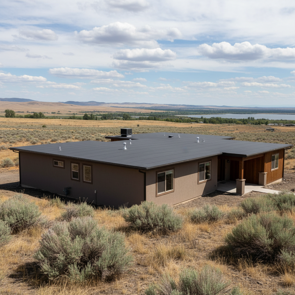 Completed flat roofing work at a residential property in Moses Lake, WA