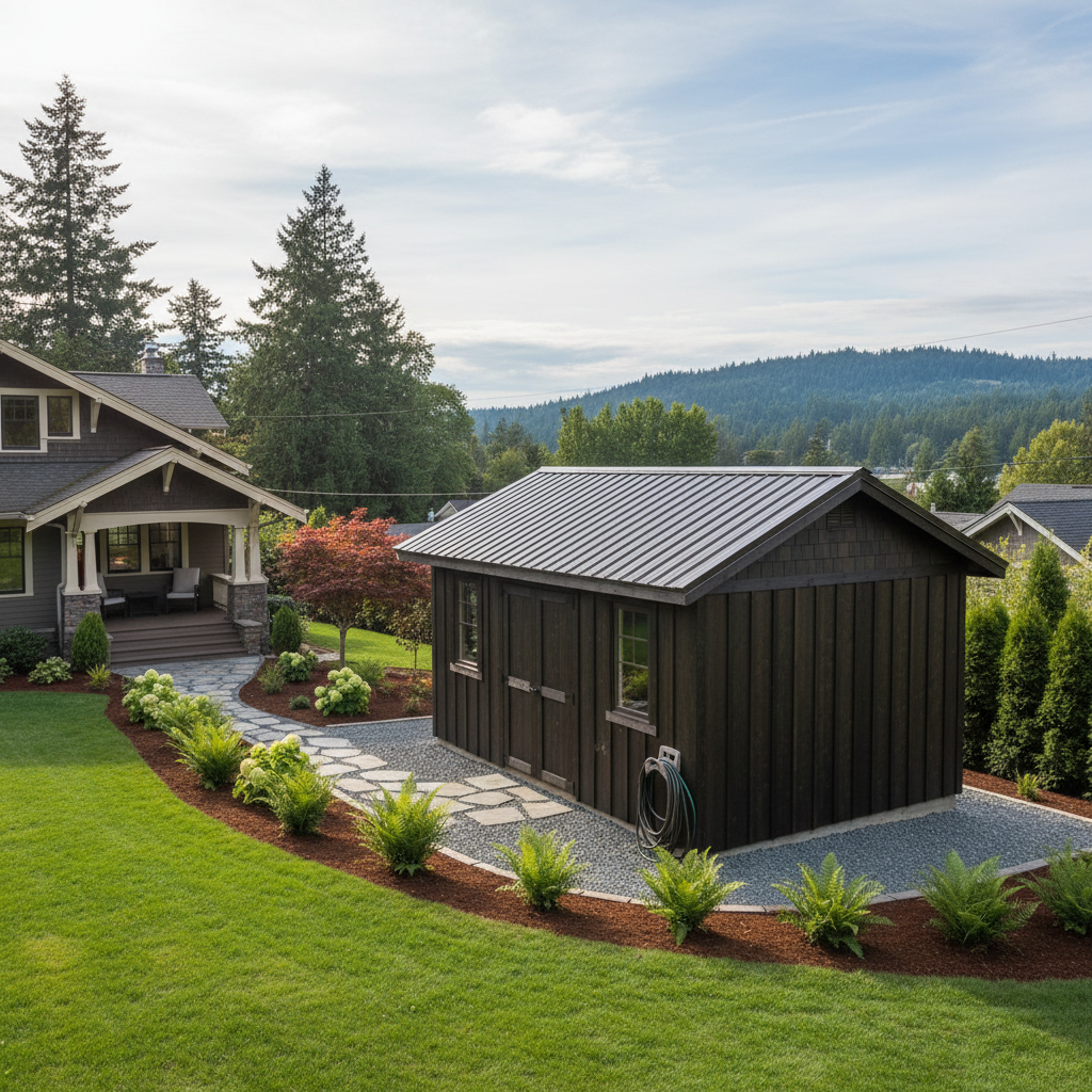 Completed custom shed design work at a residential property in Seattle, WA