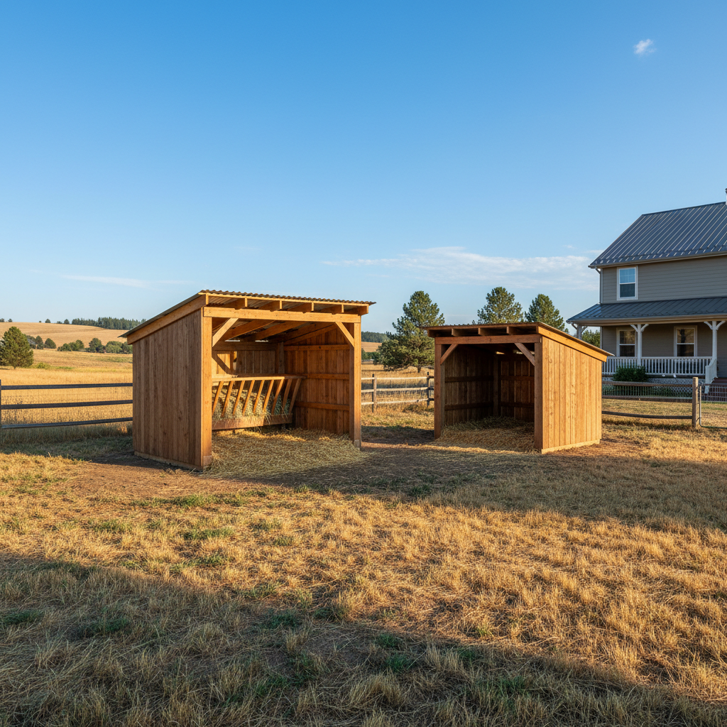 Completed livestock shelters work at a residential property in Cheney, WA
