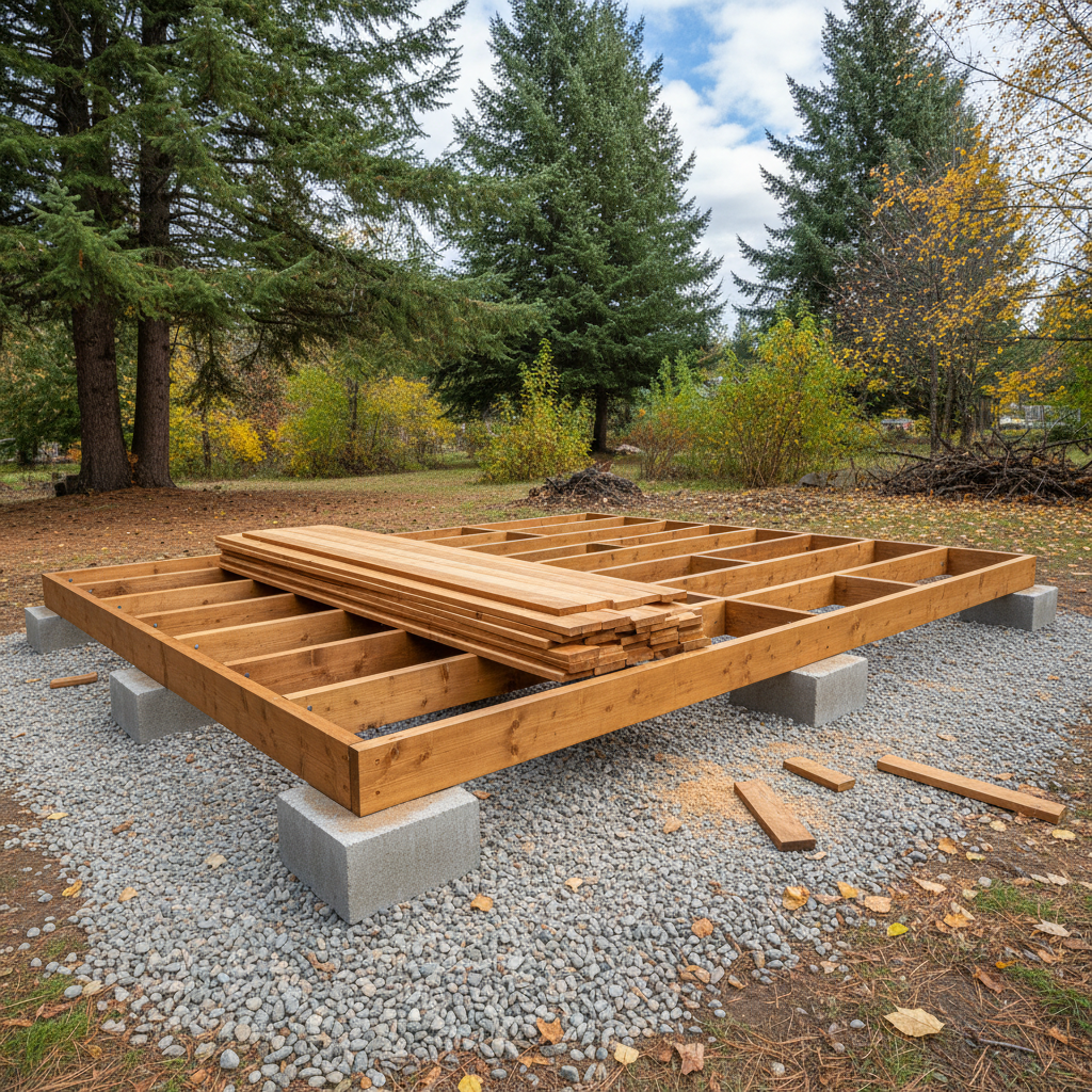 Completed shed delivery and installation work at a residential property in Spokane, WA