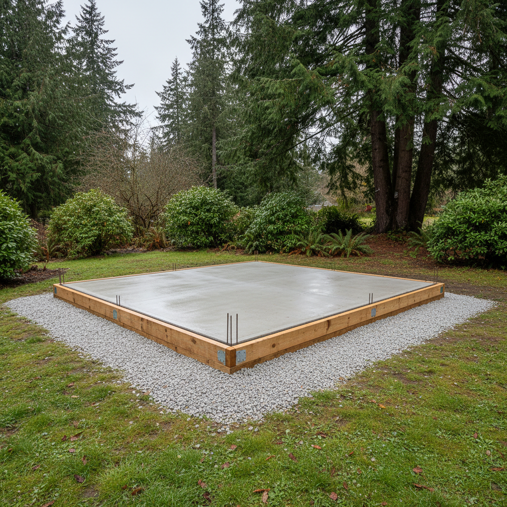 Completed shed foundation work work at a residential property in Raymond, WA