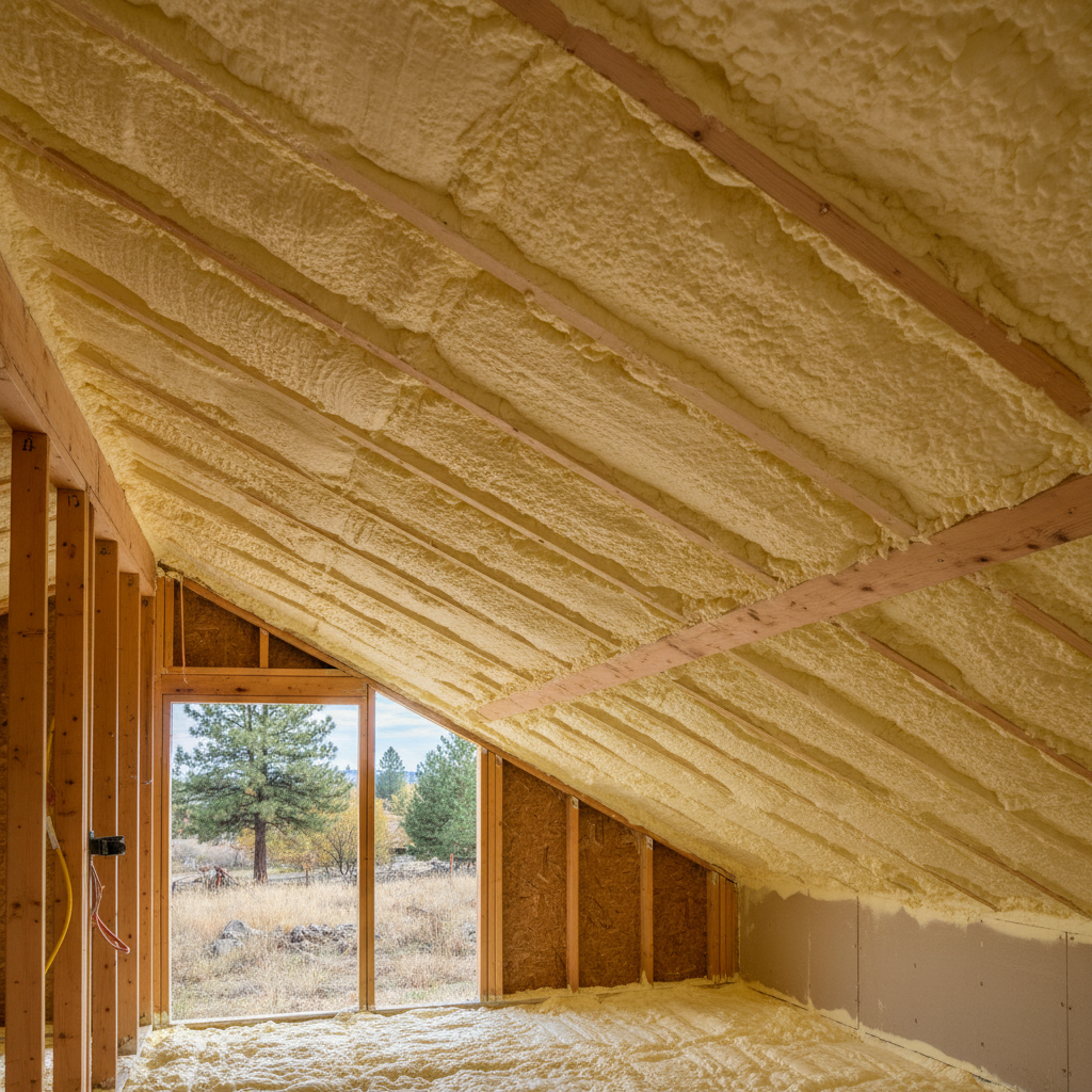 Completed closed cell spray foam work at a residential property in Spokane, WA