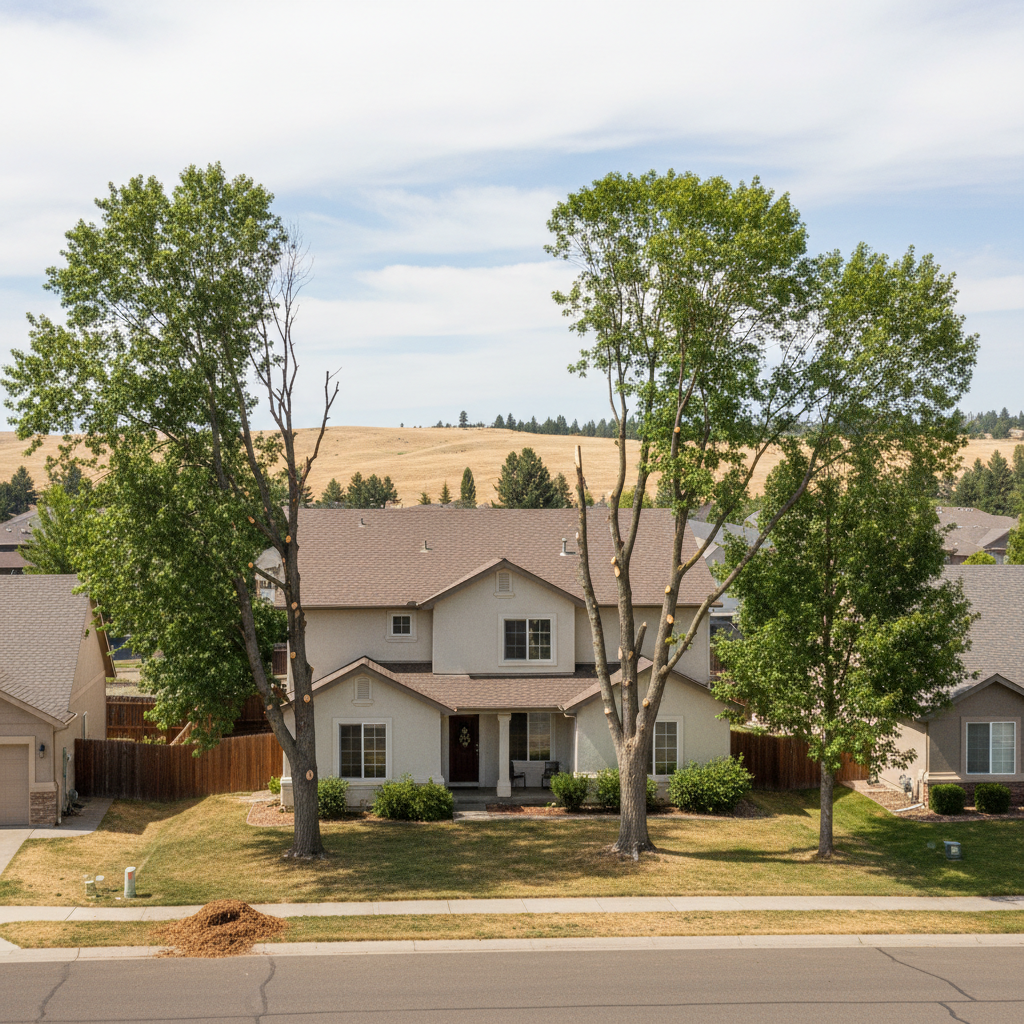 Completed tree trimming work at a residential property in Pasco, WA