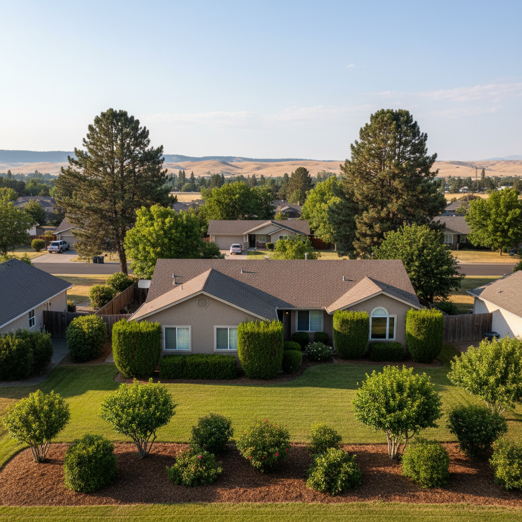 Completed shrub & bush trimming work at a residential property in Richland, WA
