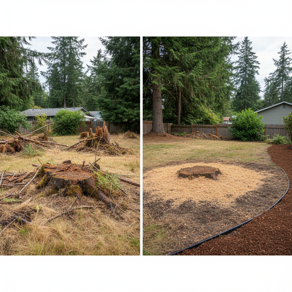 Completed stump grinding & removal work at a residential property in Bremerton, WA