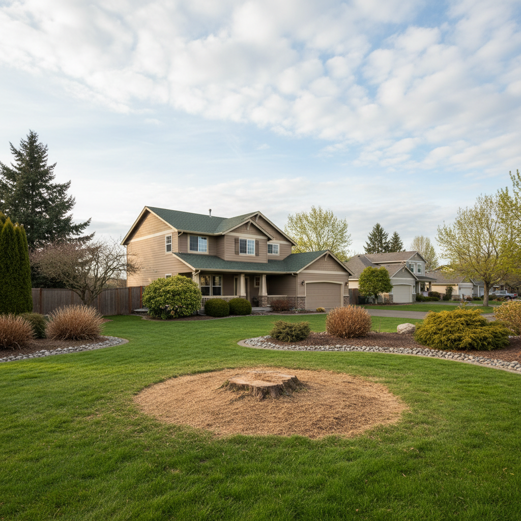 Completed stump grinding & removal work at a residential property in Kennewick, WA