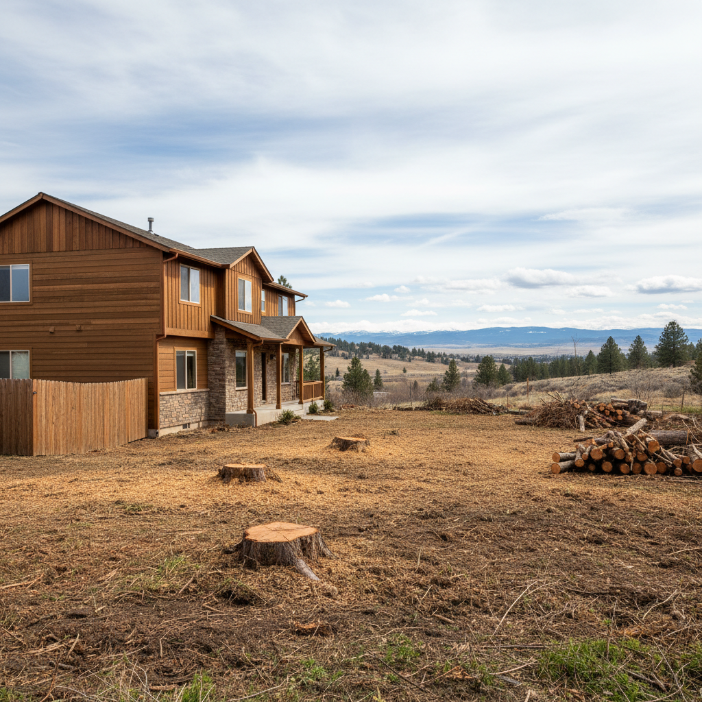 Completed land clearing work at a residential property in Yakima, WA