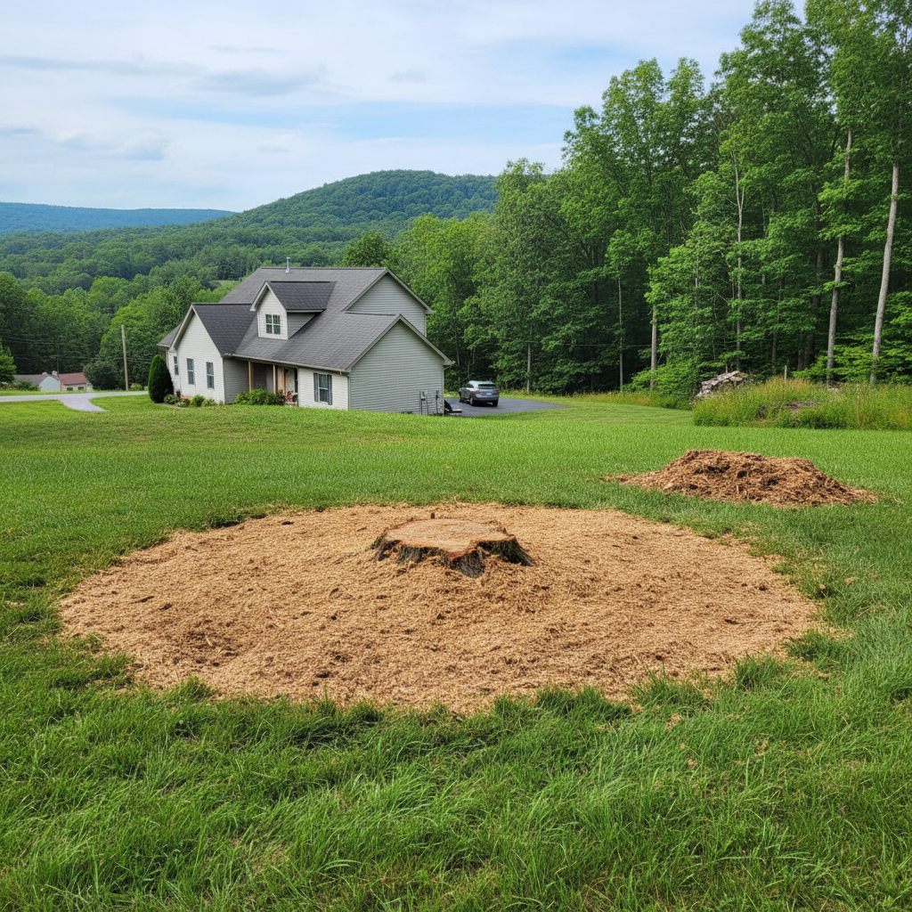 Completed stump grinding & removal work at a residential property in Morgantown, WV