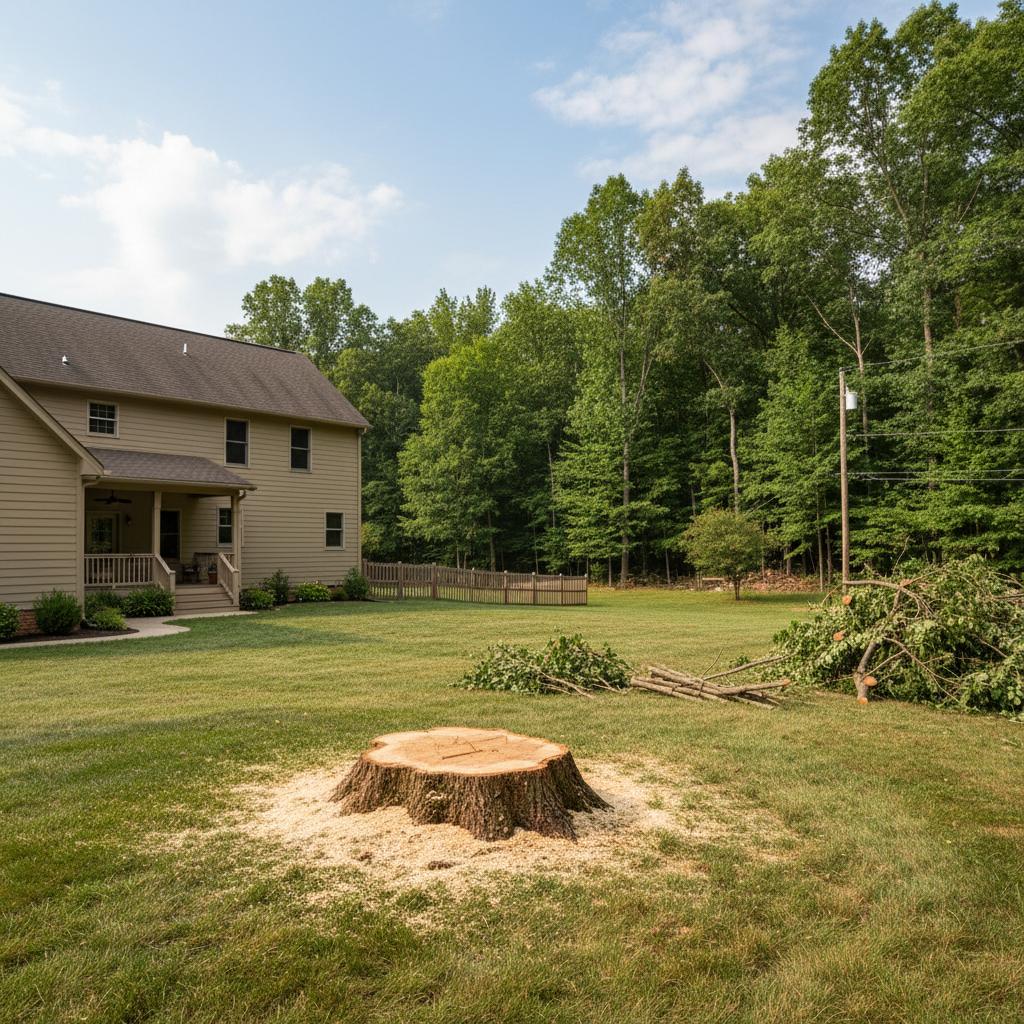 Completed tree removal work at a residential property in Morgantown, WV