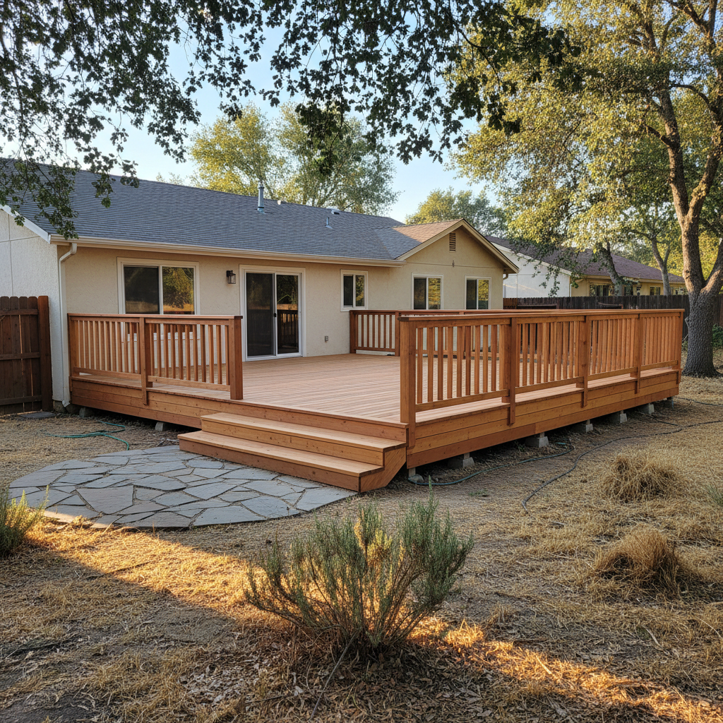 Completed deck repair work at a residential property in Modesto, CA