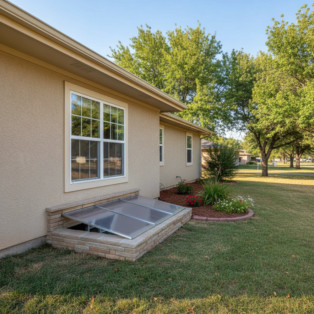 Completed egress window installation work at a residential property in Guymon, OK