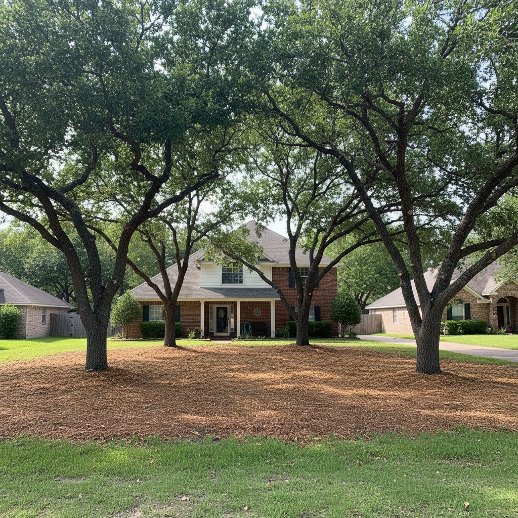Completed tree pruning work at a residential property in Hondo, TX