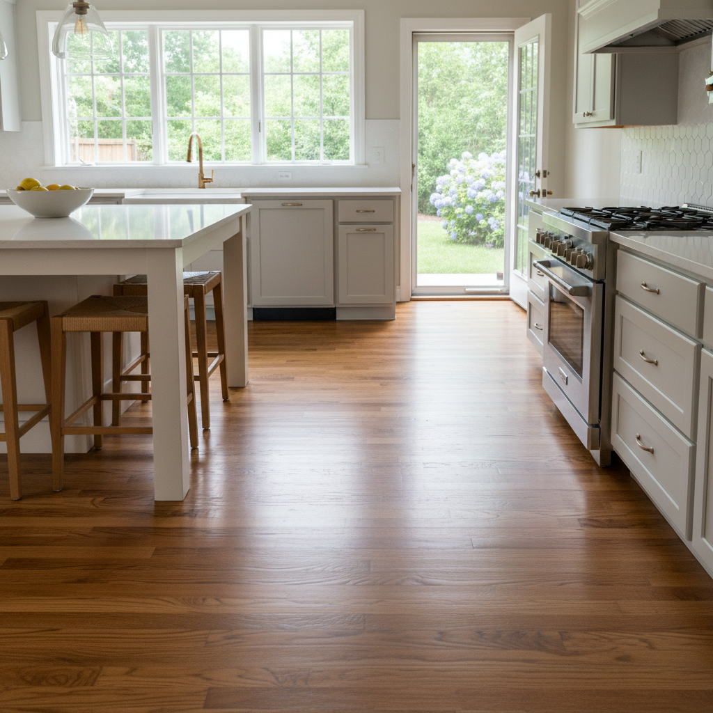 Completed kitchen flooring work at a residential property in Bixby, OK