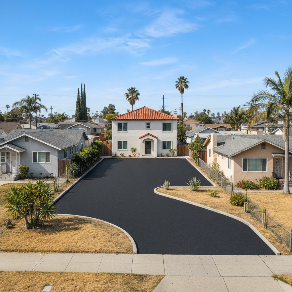 Completed commercial asphalt work at a residential property in Long Beach, CA