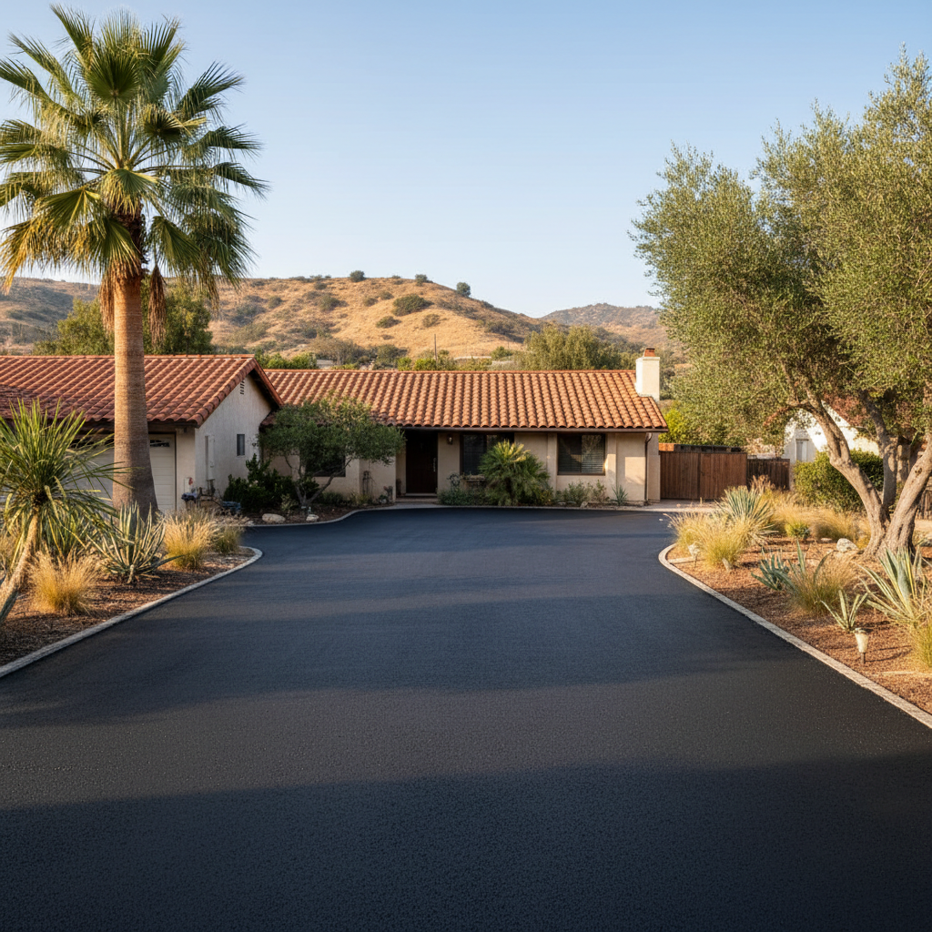 Completed slurry coating work at a residential property in Los Angeles, CA