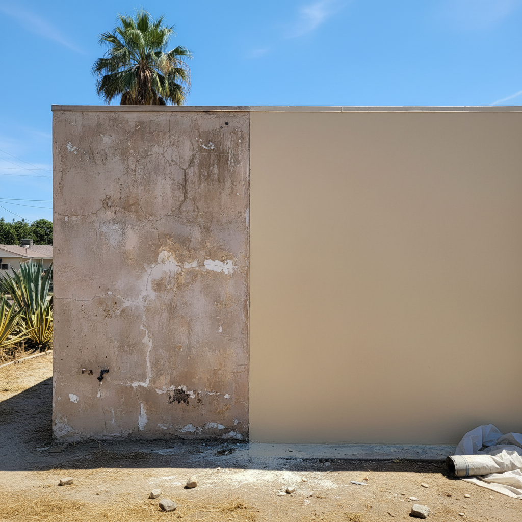 Completed stucco removal work at a residential property in Downey, CA