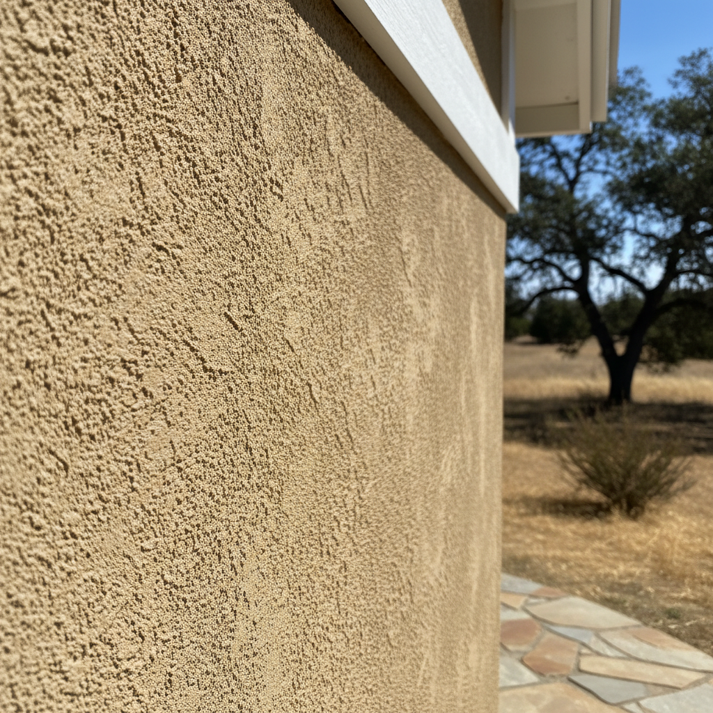 Completed stucco installation work at a residential property in Fullerton, CA