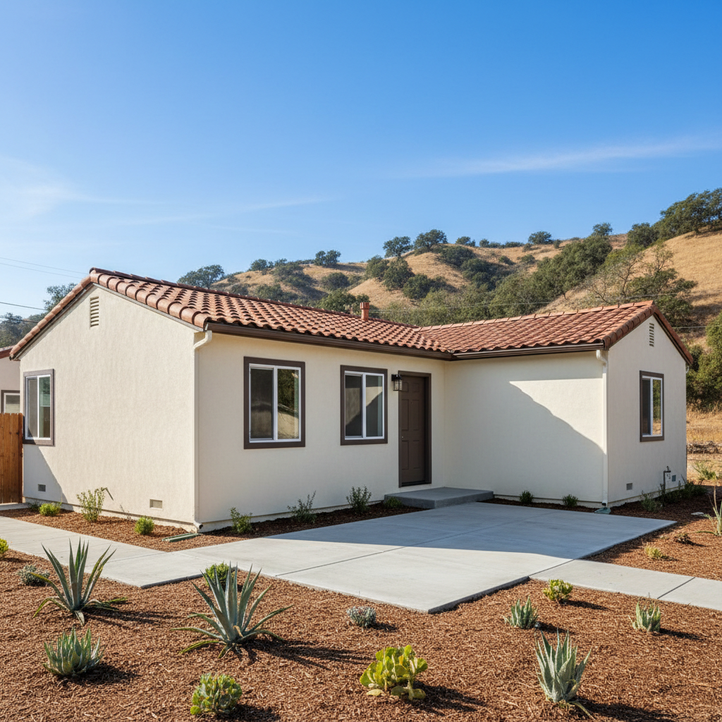 Completed stucco installation work at a residential property in Garden Grove, CA
