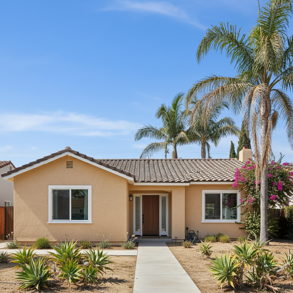 Completed stucco replacement work at a residential property in Hawthorne, CA