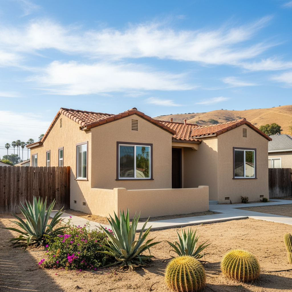 Completed stucco installation work at a residential property in Oxnard, CA
