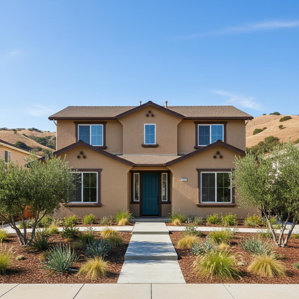 Completed stucco painting work at a residential property in Walnut, CA