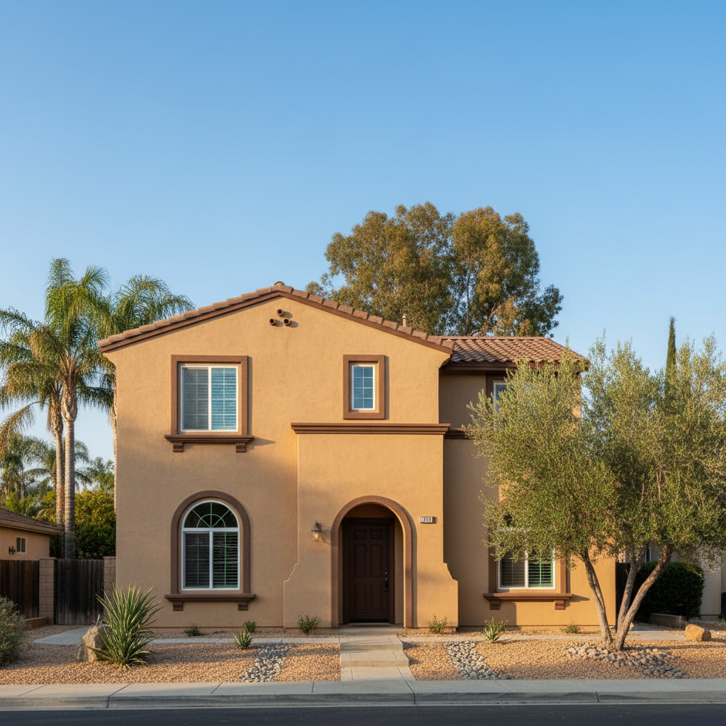 Completed stucco painting work at a residential property in Ontario, CA
