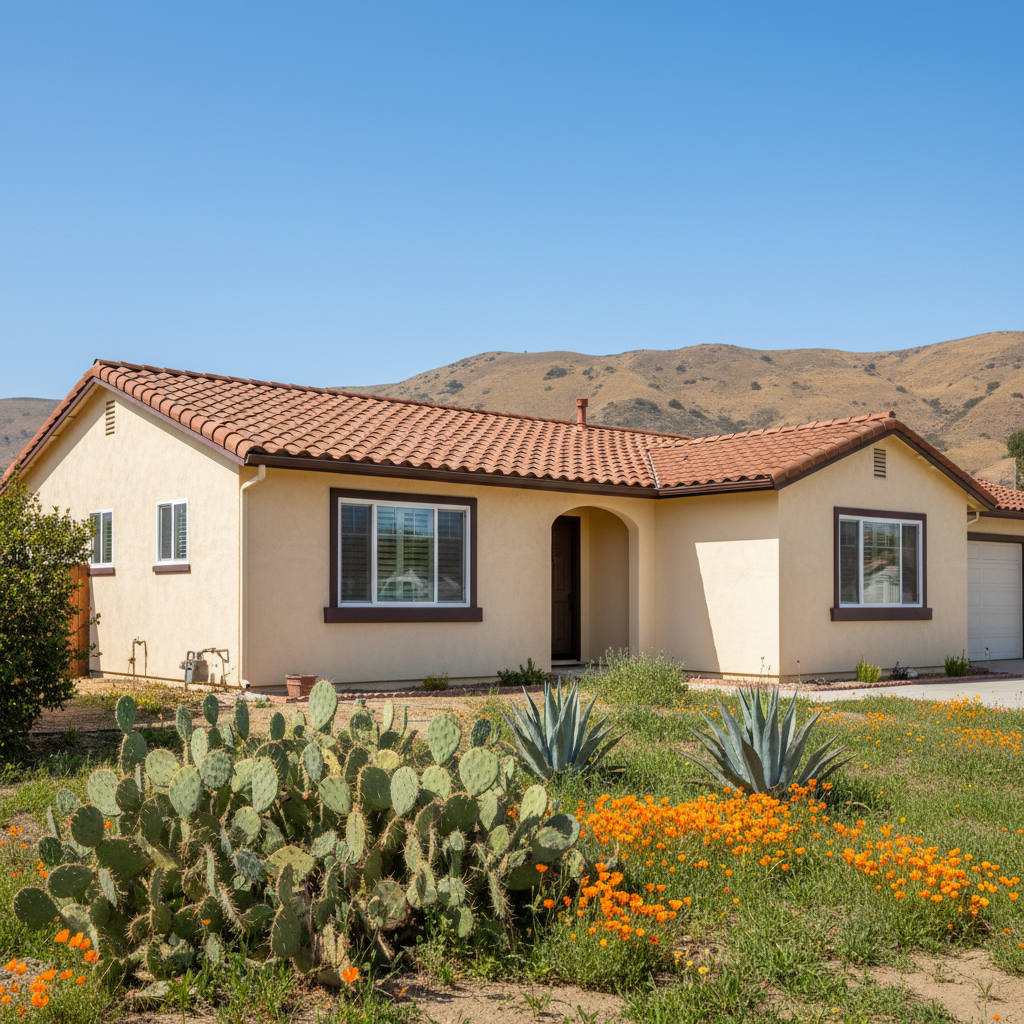 Completed stucco painting work at a residential property in Oxnard, CA