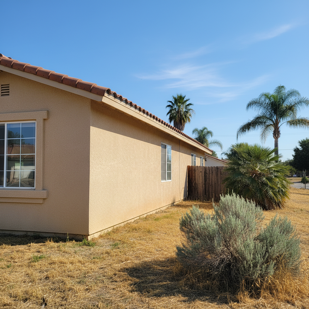 Completed stucco repair work at a residential property in Riverside, CA