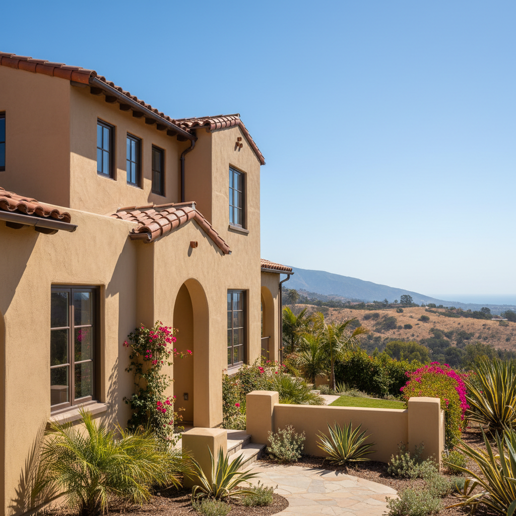 Completed stucco installation work at a residential property in Santa Monica, CA