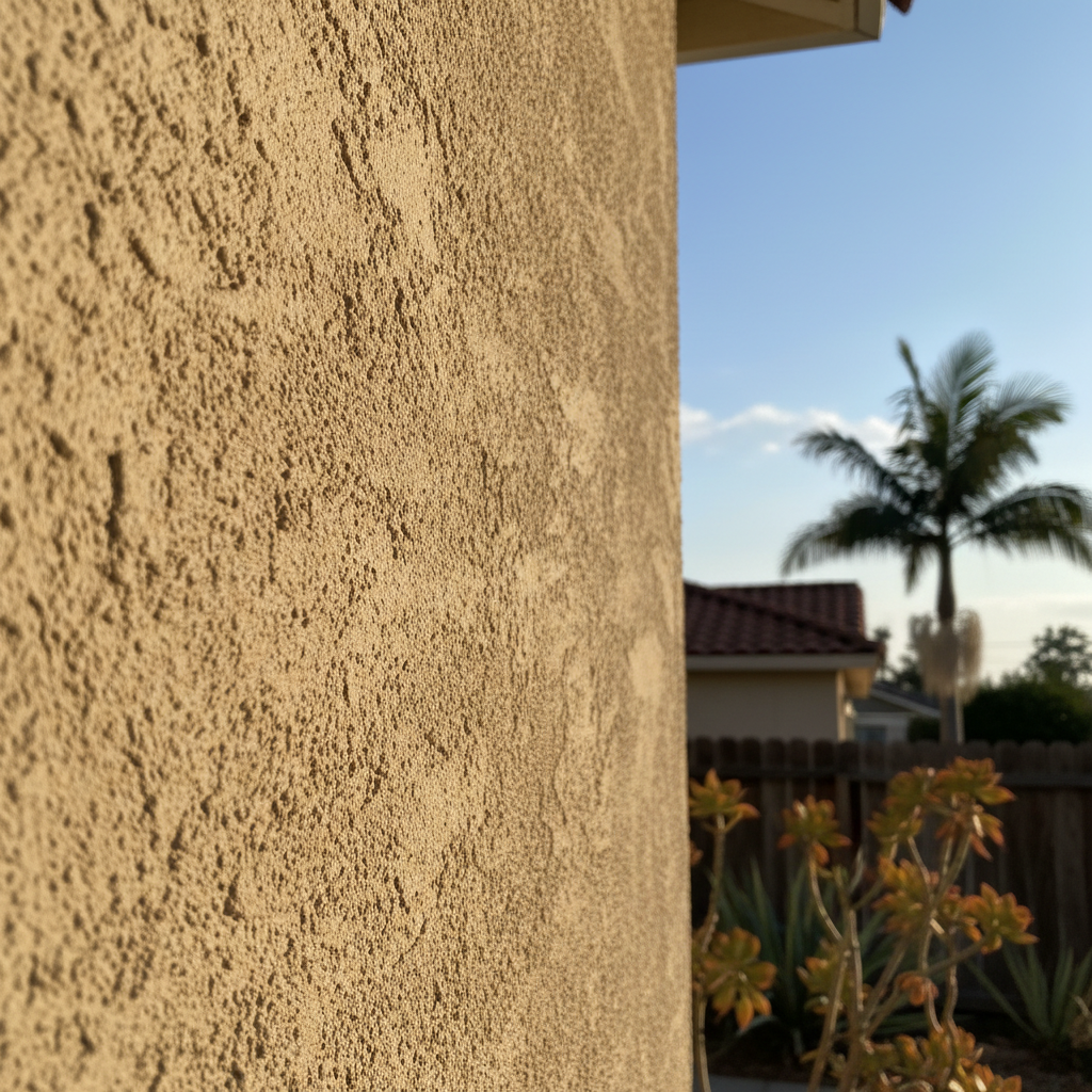 Completed stucco installation work at a residential property in Long Beach, CA
