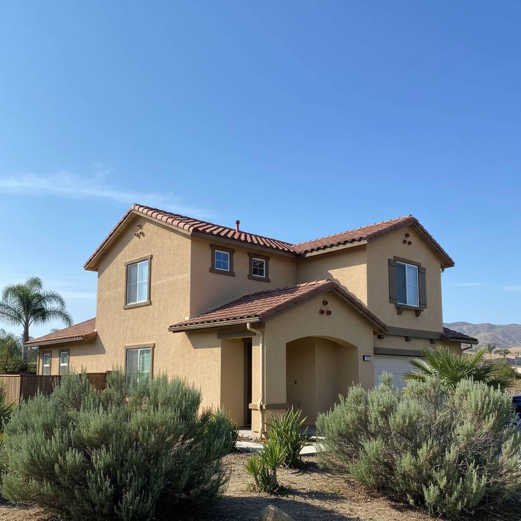 Completed stucco installation work at a residential property in El Cajon, CA