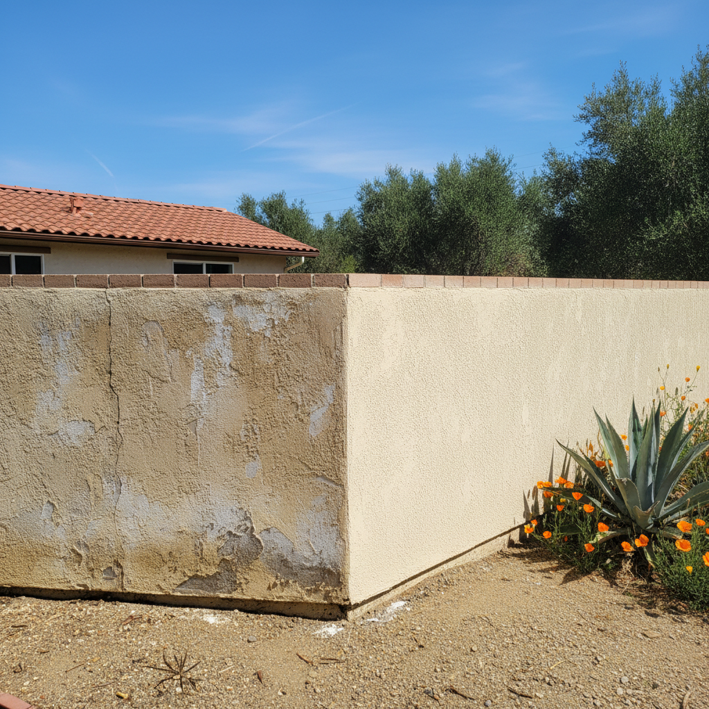 Completed stucco repair work at a residential property in Santa Maria, CA
