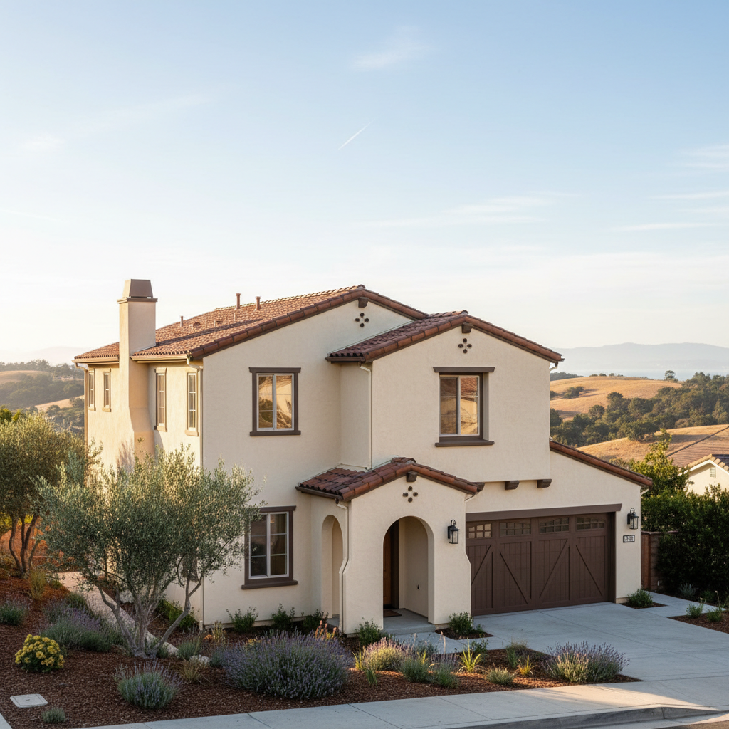 Completed stucco painting work at a residential property in San Mateo, CA