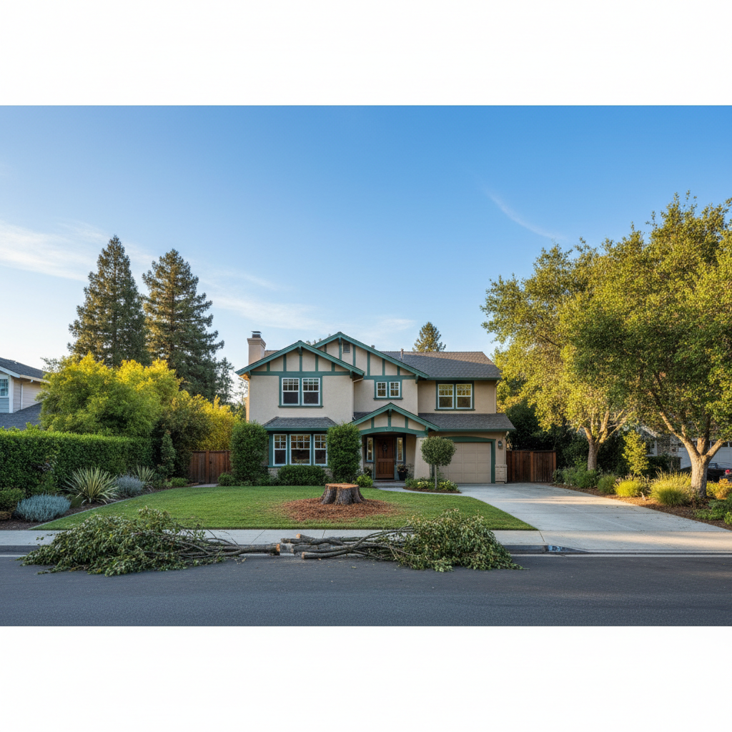 Completed emergency tree removal work at a residential property in Atherton, CA