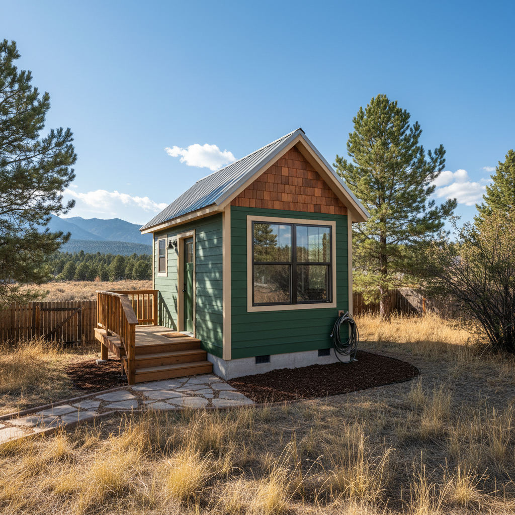 Completed tiny homes work at a residential property in Parker, CO