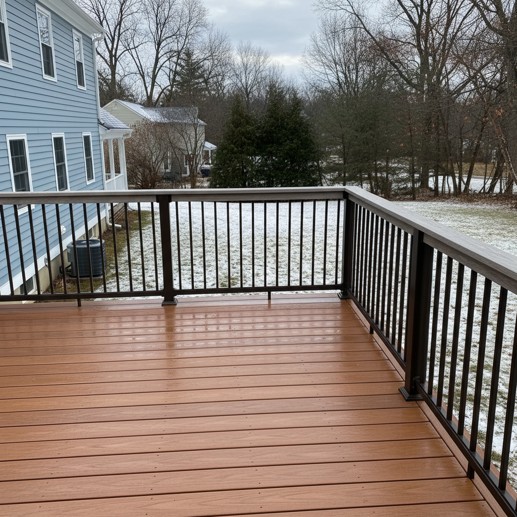 Completed deck railing installation work at a residential property in Bristol, CT
