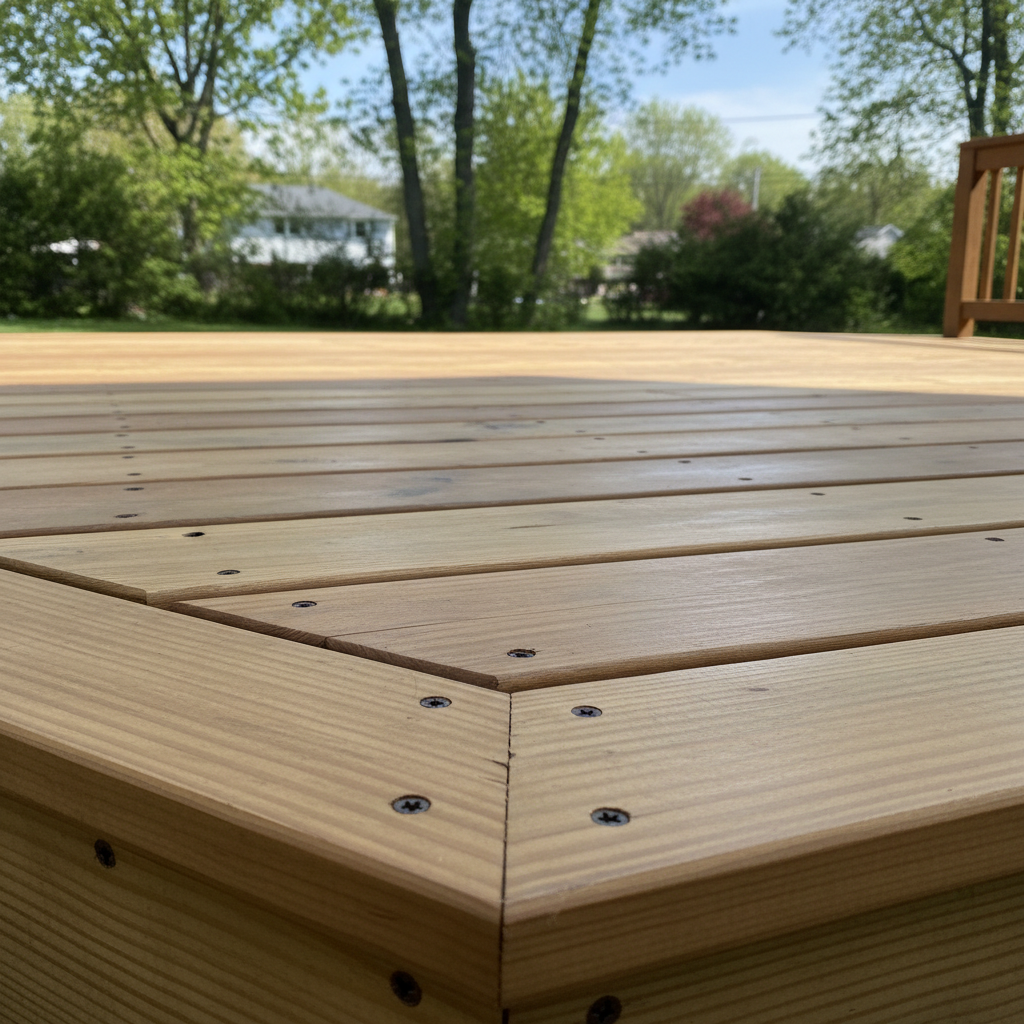 Completed deck construction work at a residential property in Bristol, CT