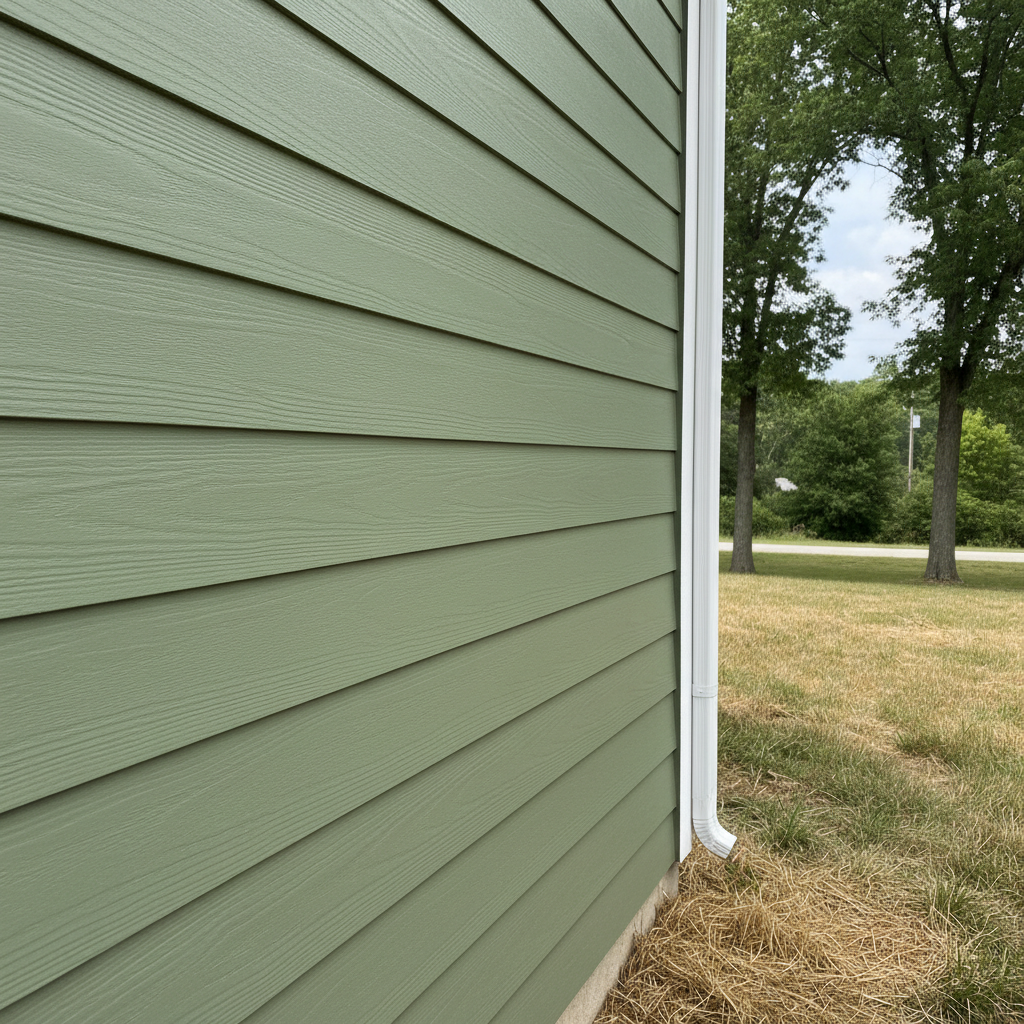 Completed cement siding work at a residential property in Lawrence, KS