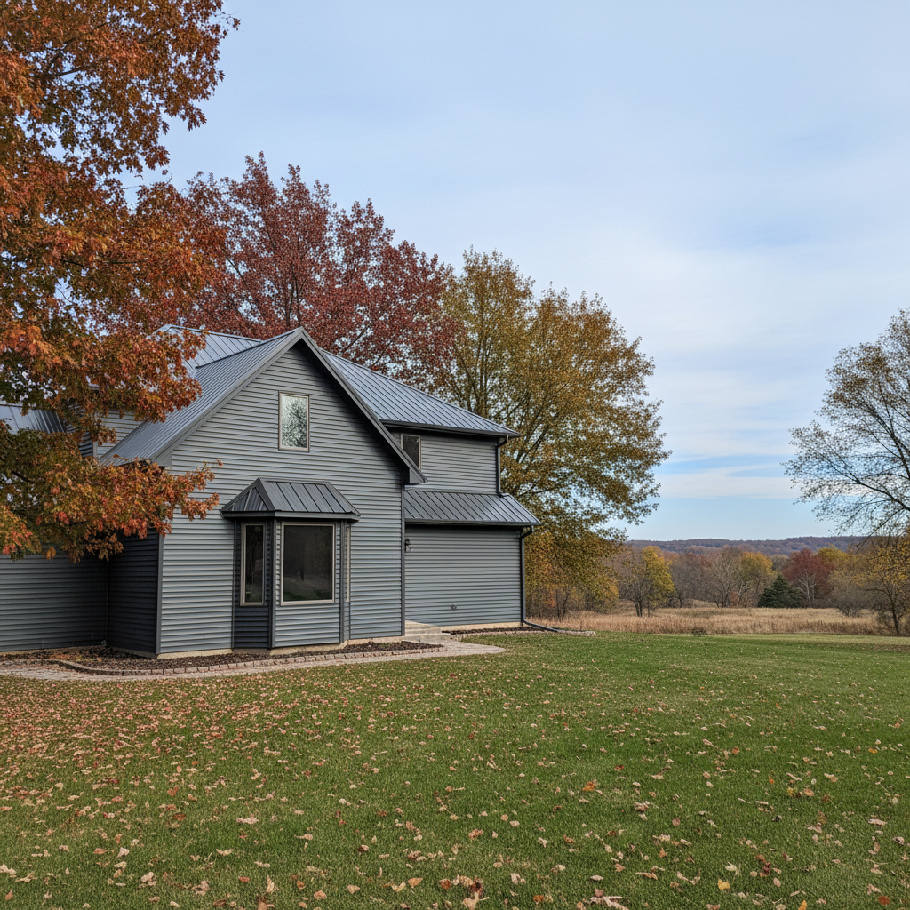 Completed metal siding work at a residential property in Lawrence, KS