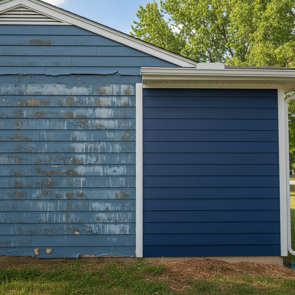 Completed siding cleaning work at a residential property in Lawrence, KS