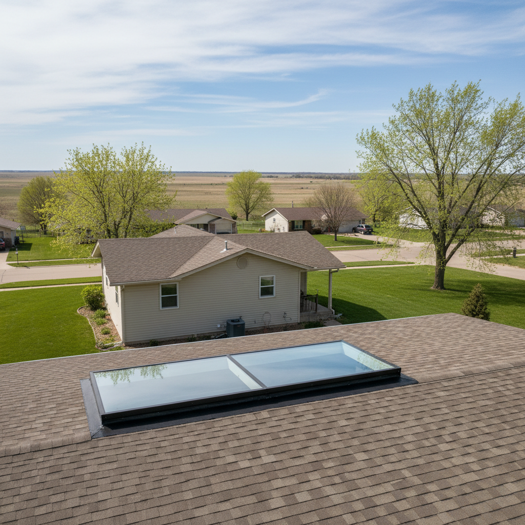 Completed skylight installation work at a residential property in Dodge City, KS