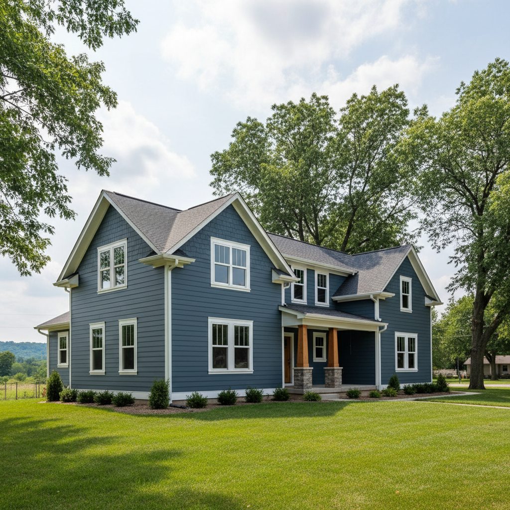 Completed siding replacement work at a residential property in Lawrence, KS