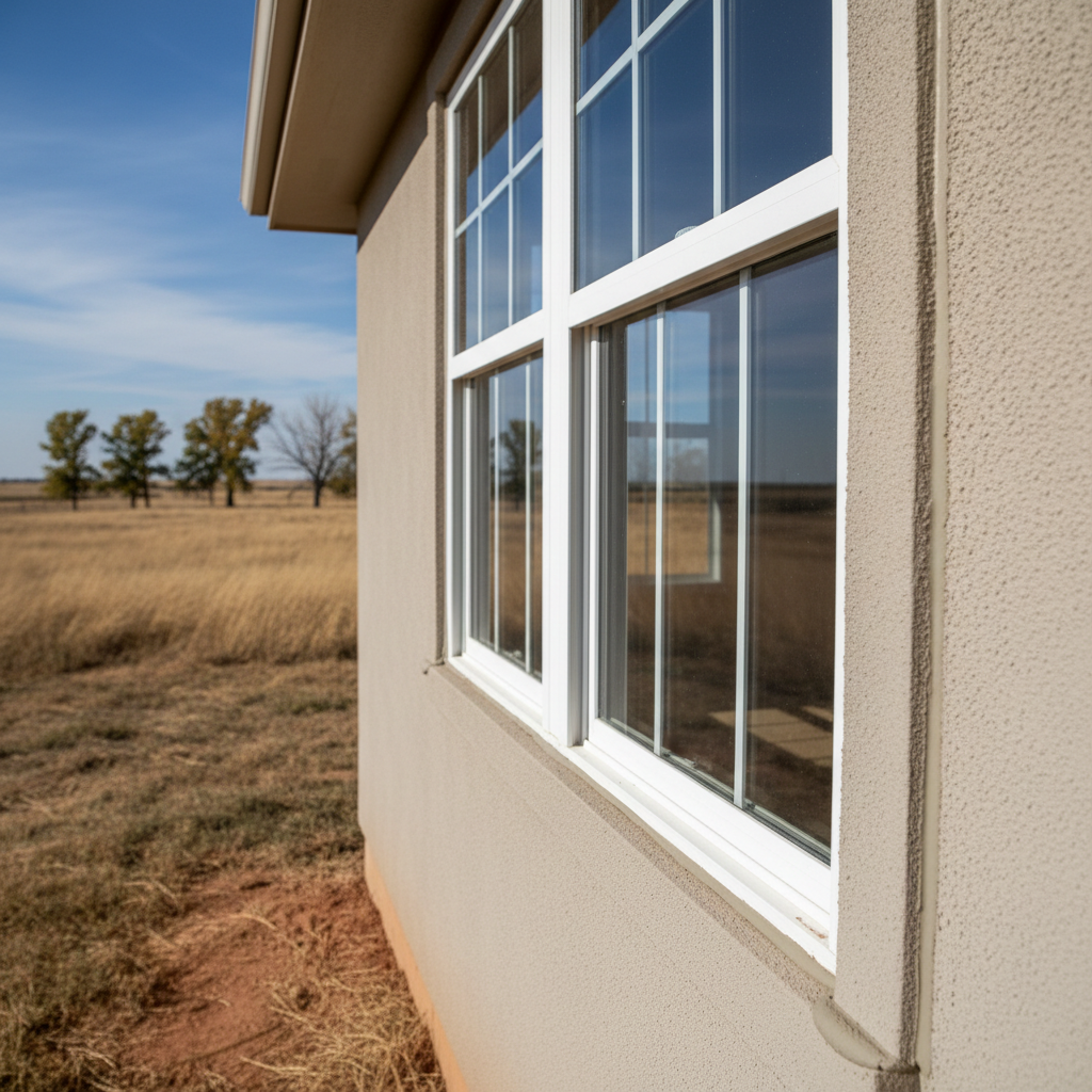 Completed window caulking and sealing work at a residential property in Dodge City, KS