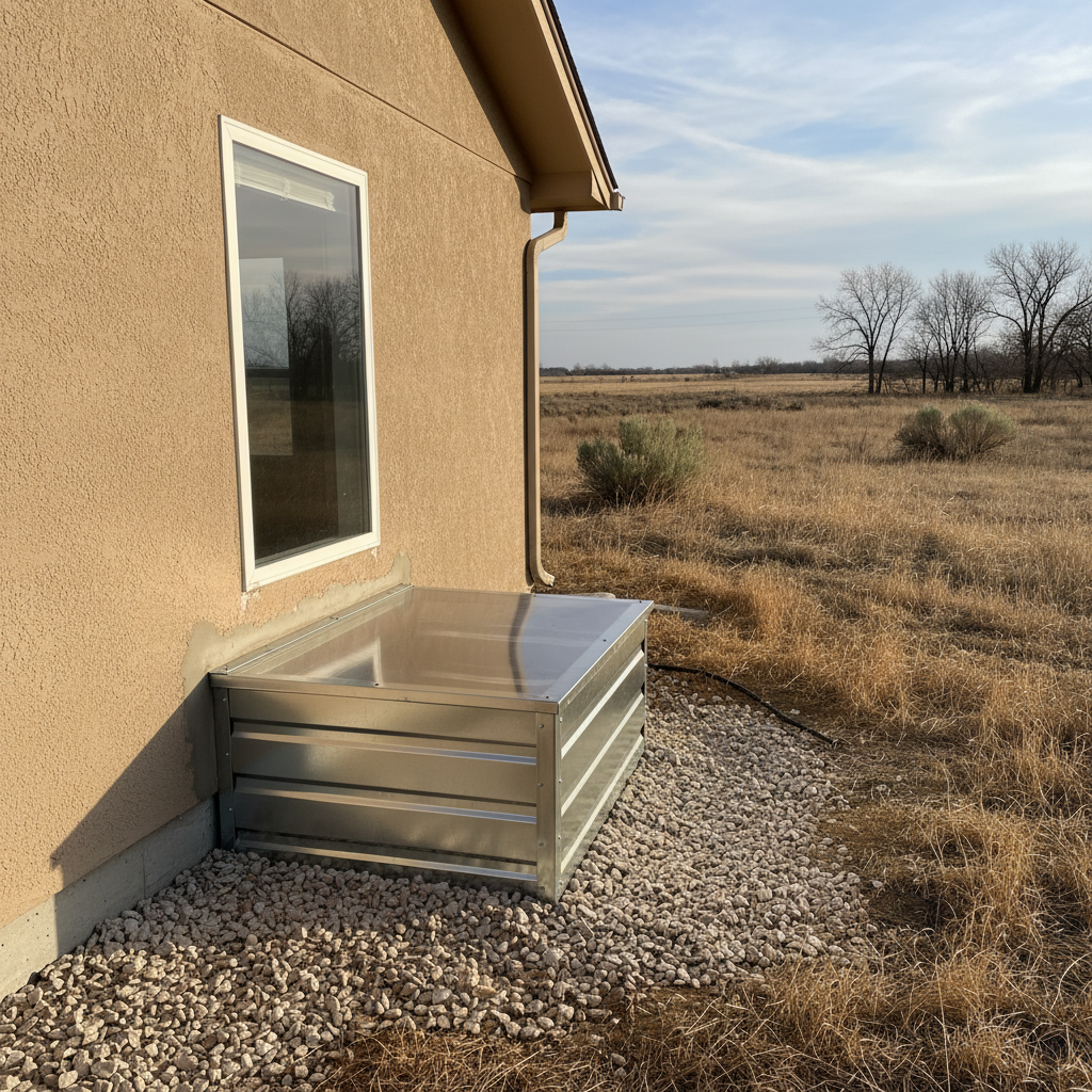 Completed egress window installation work at a residential property in Dodge City, KS